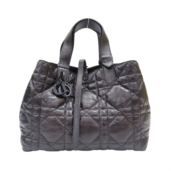 黑色 大籐格紋皺面小牛皮 Dior Toujours 中型 手提包 M2821SNIO_M900