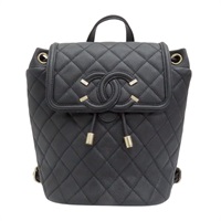 黑色 荔枝紋 牛皮 Filigree 後背包【CHANEL 香奈兒】 A57090