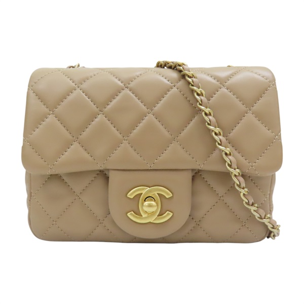 米色 菱格紋 羊皮 鍊帶 COCO17 肩背包【CHANEL 香奈兒】 A35200