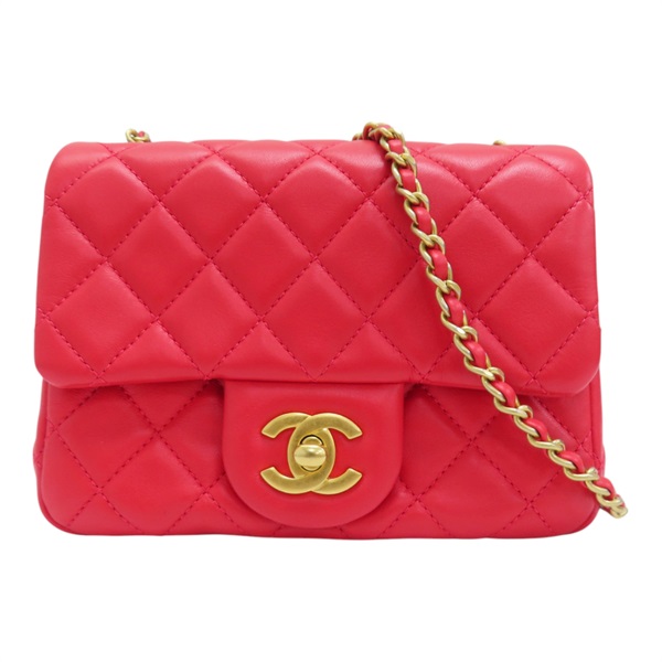 紅色 菱格紋 羊皮 鍊帶 COCO17 肩背包 A35200