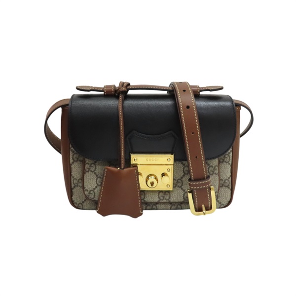 烏木色 GG GG Supreme 帆布 Mini Padlock 肩背包 658487