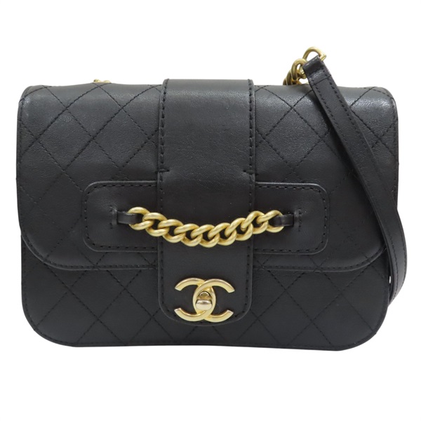 黑色 牛皮 肩背包 金扣