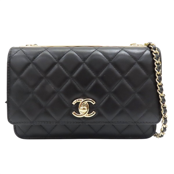 黑色 羊皮 Trendy CC WOC 鍊帶 肩背包