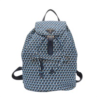 藍/白/棕色 幾何圖形尼龍 後背包 BZ0032