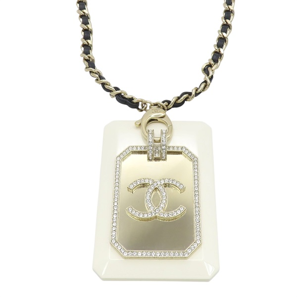 水晶 金屬 樹脂 卡夾鏈條項鍊【CHANEL 香奈兒】 AP6421