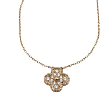 18K玫瑰金 鑽石 Vintage Alhambra 項鍊【Van Cleef ＆ Arpels 梵克雅寶】 VCARP2R300