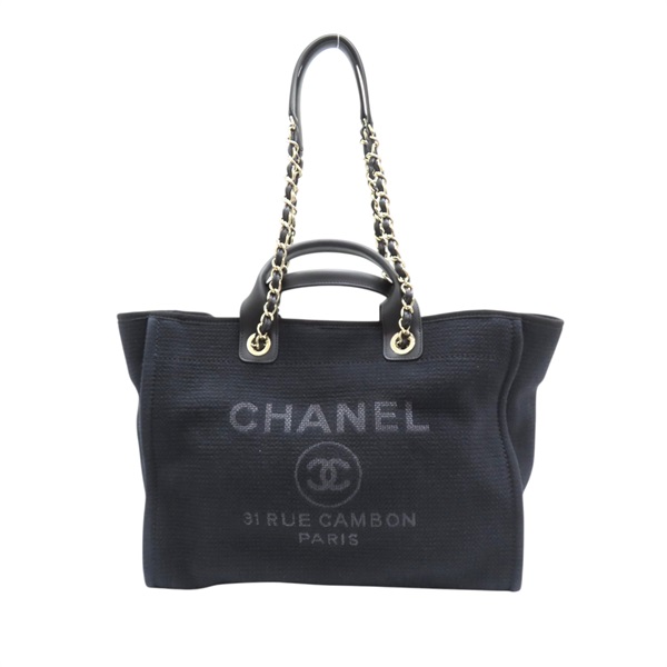 黑色帆布 牛皮 Deauville 兩用包 海灘包 A67001