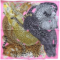 粉色 Lazy Leopardesses 絲綢 絲巾 90x90【HERMES 愛馬仕】
