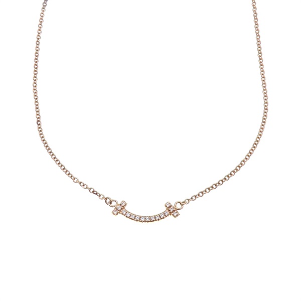 18K玫瑰金 Tiffany T Smile 項鍊【Tiffany & Co 蒂芬妮】