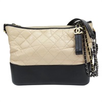 米色 牛皮 流浪包 鍊帶 肩背包 (無卡) A93824