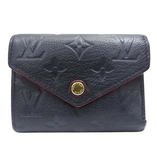 藍色 壓花皮革 Victorine 扣式短夾 M64577