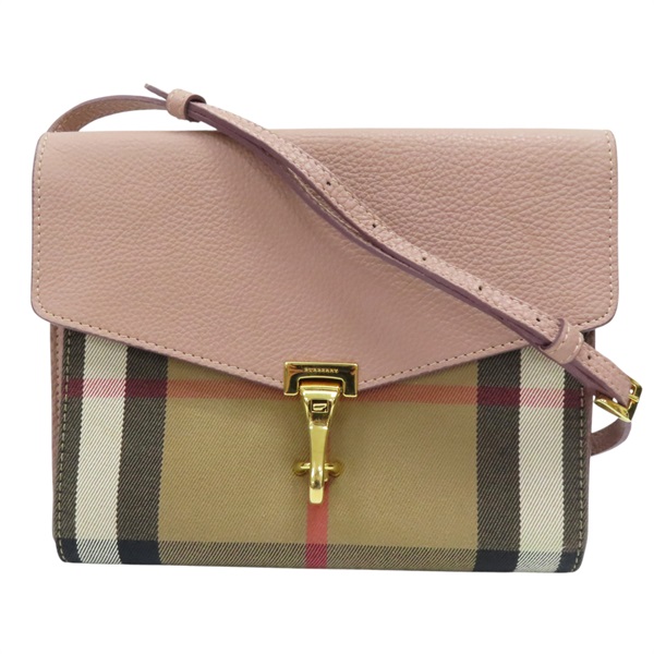 經典格紋帆布 粉色牛皮 肩背包