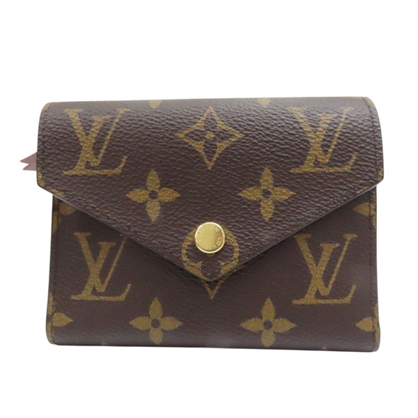 棕色 原花 帆布 Victorine 扣式短夾 M62472