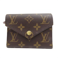 棕色 原花 帆布 Victorine 扣式短夾 M62472