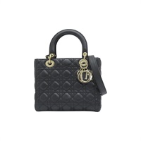 黑色 籐格紋 羊皮 中型 Lady Dior 兩用包 M0565ONGE_M900