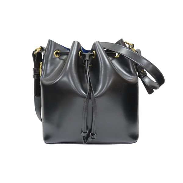 黑色 皮革 Emmanuelle 水桶包 肩背包 381734