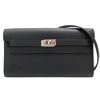 黑色 Epsom牛皮 Kelly Classique To Go Wallet 肩背包 Z刻 銀扣