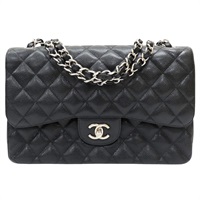 黑色 牛皮 菱格紋 荔枝紋 Jumbo 鍊帶 肩背包 銀扣 無卡 A58600