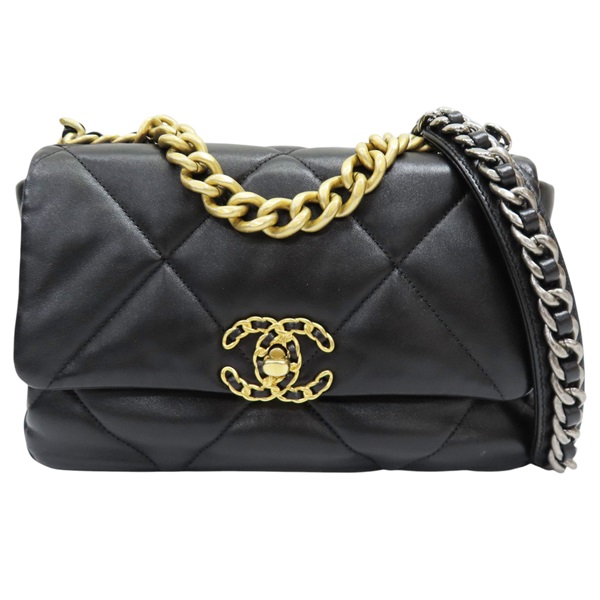 黑色 羊皮 19 Bag 26cm 鍊帶 肩背包 AS1160