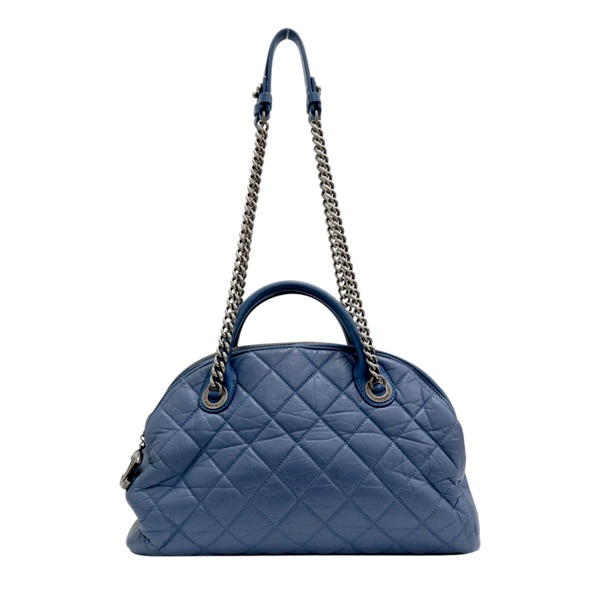 藍色 菱格紋 牛皮 Bowling 兩用包