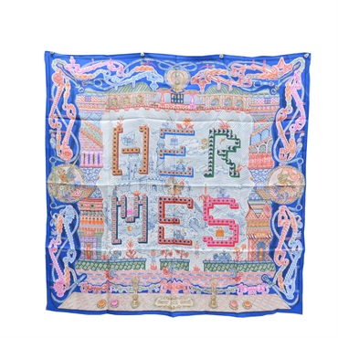 藍色 絲綢  Super Silk Quest s 絲巾 90X90【HERMES 愛馬仕】
