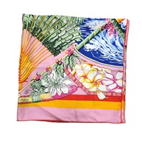 粉色 真絲 方巾 圍巾 【HERMES 愛馬仕】