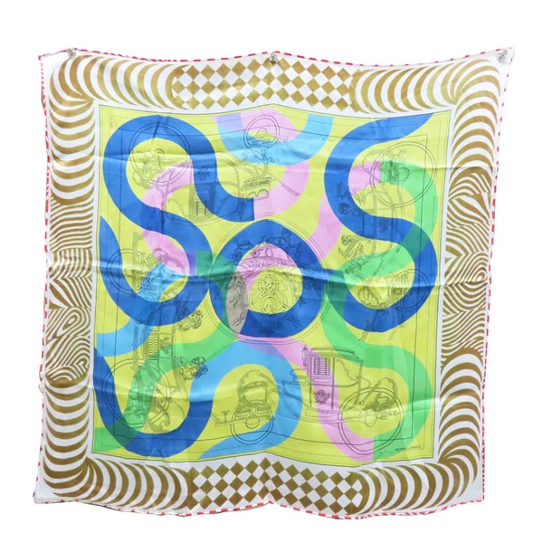 黃色 絲綢   Ex-Libris Circuit  絲巾 70X70【HERMES 愛馬仕】