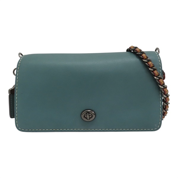 綠色 棕色皮革 肩背包 56263