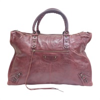 波爾多酒紅色 牛皮 the weekender hand bag 手提包【BALENCIAGA 巴黎世家】 110506