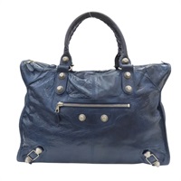 深藍色 牛皮  the weekender hand bag 肩背包【BALENCIAGA 巴黎世家】 177287