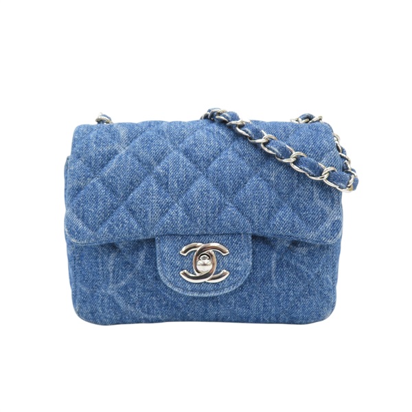 藍色單寧布 Coco Mini 鍊帶肩背包【CHANEL 香奈兒】