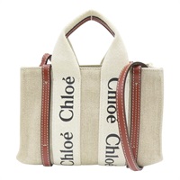 米色帆布 棕色牛皮 woody mini 肩背包