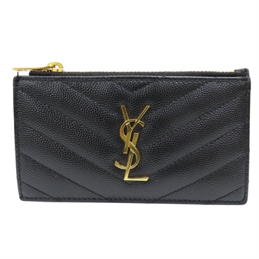 黑色 牛皮 Cassandre Matelasse Fragments 卡片 零錢包【SAINT LAURENT YSL 聖羅蘭】