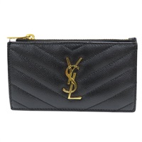 黑色 牛皮 Cassandre Matelasse Fragments 卡片 零錢包【SAINT LAURENT YSL 聖羅蘭】