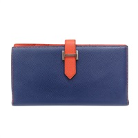 藍/橘色 Epsom皮革 Bearn 長夾 X刻