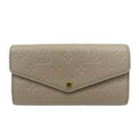 米色 原花壓紋牛皮 Sarah 扣式長夾 M82256 M82256