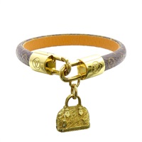 棕色 原花帆布 金屬Alma墜飾 手環【LOUIS VUITTON LV 路易威登】 M6220