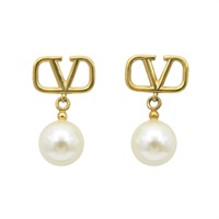 金色鍍金 珍珠垂墜 針式耳環【Valentino 范倫鐵諾】 5W2J0E36 UXM 0O3