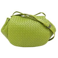 綠色 羊皮編織 肩背包