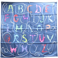 藍色 Faune Lettrée 絲綢 絲巾 90x90【HERMES 愛馬仕】