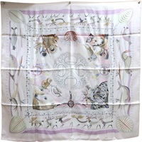 粉色 La Vie du Grand Nord 絲綢 絲巾 90x90【HERMES 愛馬仕】