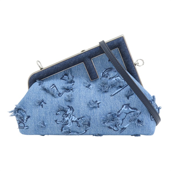 藍色 牛仔丹寧 刺繡 Astrology First 肩背包 8BP129【FENDI 芬迪】 8BP129
