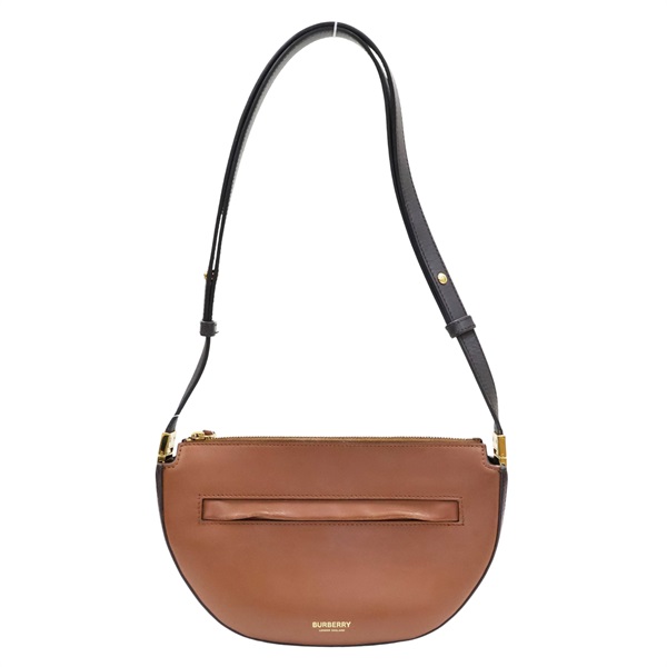 棕色 牛皮 Mini Olympia 肩背包【BURBERRY 巴寶莉】