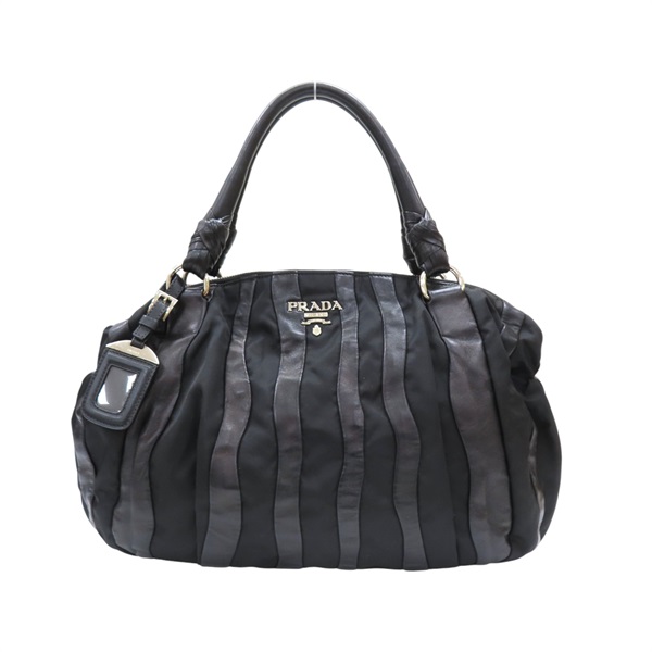 黑色羊皮 尼龍 手提包 銀扣 BR3994【PRADA 普拉達】 BR3994
