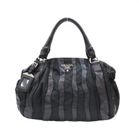 黑色羊皮 尼龍 手提包 銀扣 BR3994【PRADA 普拉達】 BR3994