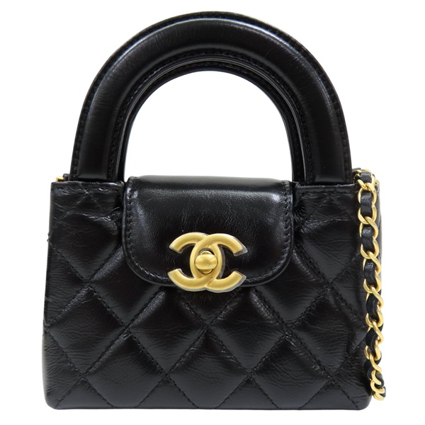 黑色 牛皮 Kelly nano 鍊帶 肩背包 金扣【CHANEL 香奈兒】 AP3435
