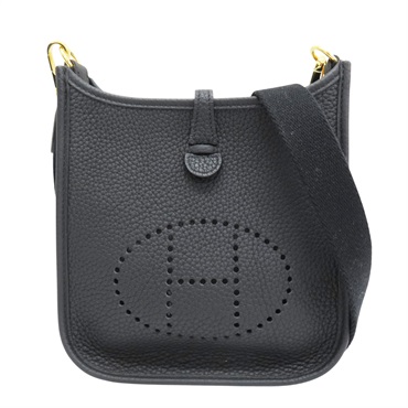 黑色 Taurillon牛革 Mini Evelyne 肩背包 Y刻 金扣【HERMES 愛馬仕】