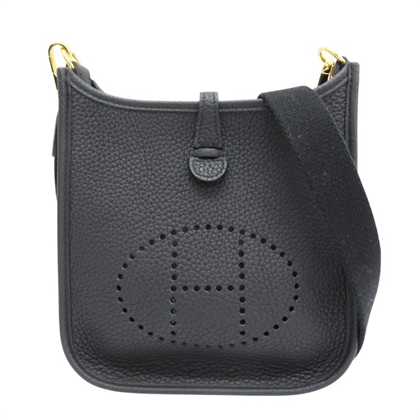 黑色 Taurillon牛革 Mini Evelyne 肩背包 Y刻 金扣【HERMES 愛馬仕】