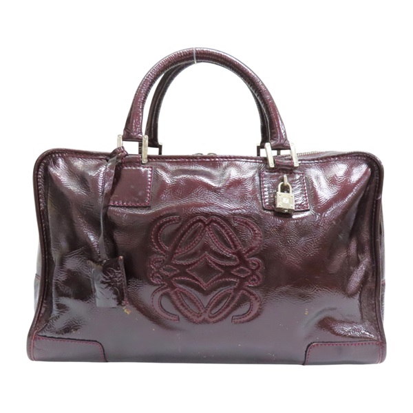 酒紅色 漆皮 Amazona 36 肩背包【LOEWE 羅威】