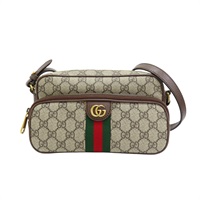 烏木色帆布 牛皮 Ophidia 肩背包 金扣 723312【GUCCI 古馳】 723312